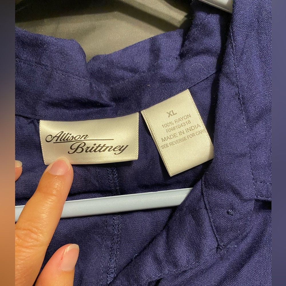 NWT Allison Brittney navy midi shirt dress - Picture 2 of 7